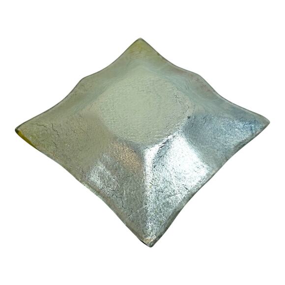 Fused Glass Rainbow Design Colorful Square Trinket Dish Ring Holder Vanity Decor - Picture 9 of 10